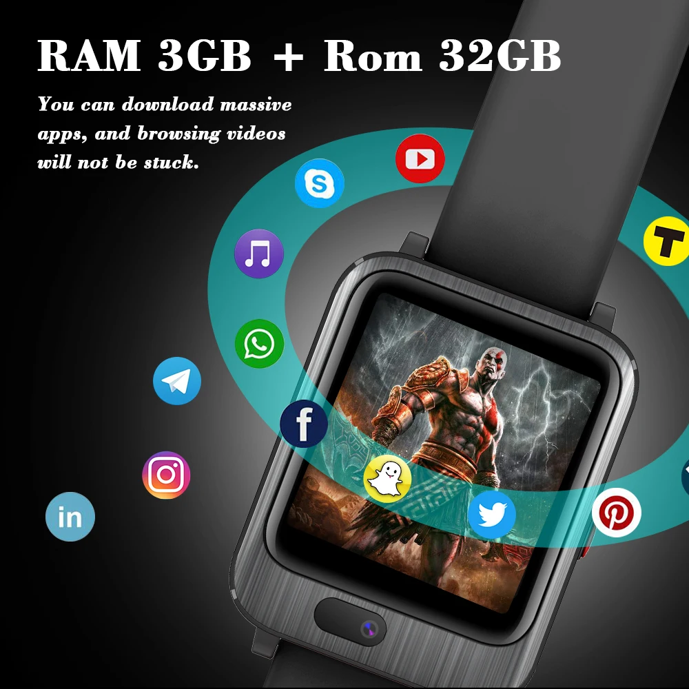 Torntisc LEM11 4G Смарт-часы Android 7,1 3 ГБ 32 ГБ 1200 мАч Внешний аккумулятор беспроводной Bluetooth динамик с Wi-Fi gps для мужчин