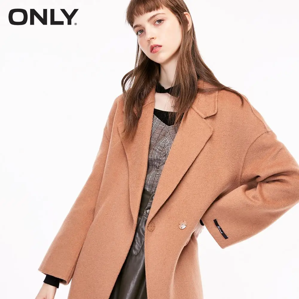 price reduction ONLY Women's Autumn Concealed Buttons Lace-up Long Woolen Coat 11836U506