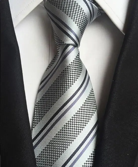 Genuine 100% Silk Ties Luxury Men’s Striped Silk Ties Classic Black Silk Ties