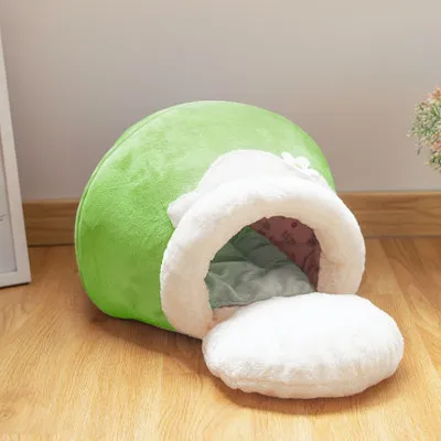 Green 3 способа Собака Кошка Кровать в форме горшка кошка спальный мешок дом зима теплая Палатка Домик для питомца кошка гнездо со съемной подушкой коврик для кошки собаки - Цвет: Green