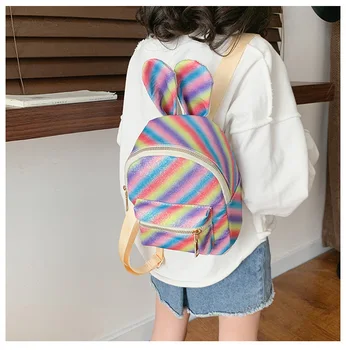 

Backpack Little Girls Cute Rabbit Glitter Sequins Rainbow Colorful Bunny Shoulder Bag Satchel Bags