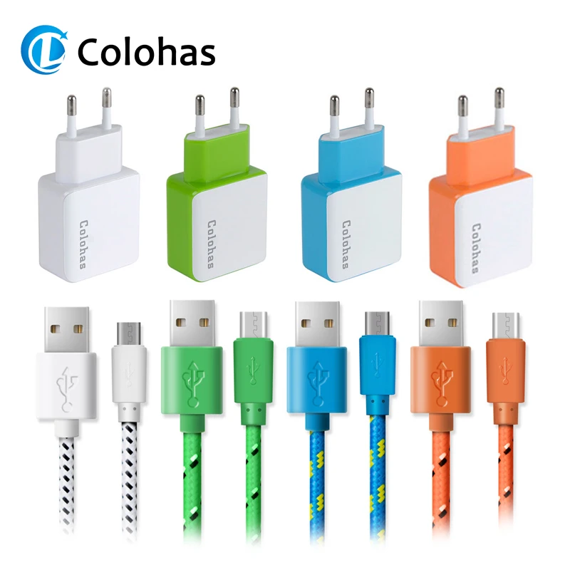2 в 1 комплект ЕС Вилка Путешествия стены зарядное устройство + микро USB кабель для