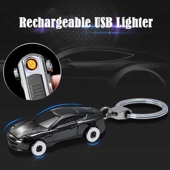 

Zinc Alloy Electric Lighter Keychain Men Gift Rechargeable Windproof Electronic USB Charging Lighter Dropship Suppliers