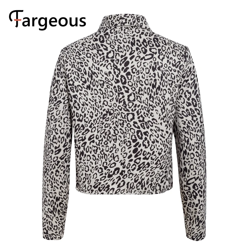 Fargeous Леопардовый короткий Блейзер Женская мода отложной воротник Весенние куртки пальто Весенняя Дамская Высокая уличная верхняя одежда с длинным рукавом
