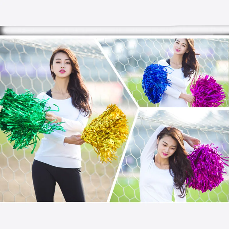 NonFading Metallic Streamer Pompoms Cheerleading Cheerleader pompom cheering dance pom aerobics sports item Supply 2 pieces Cheerleading Pom Poms