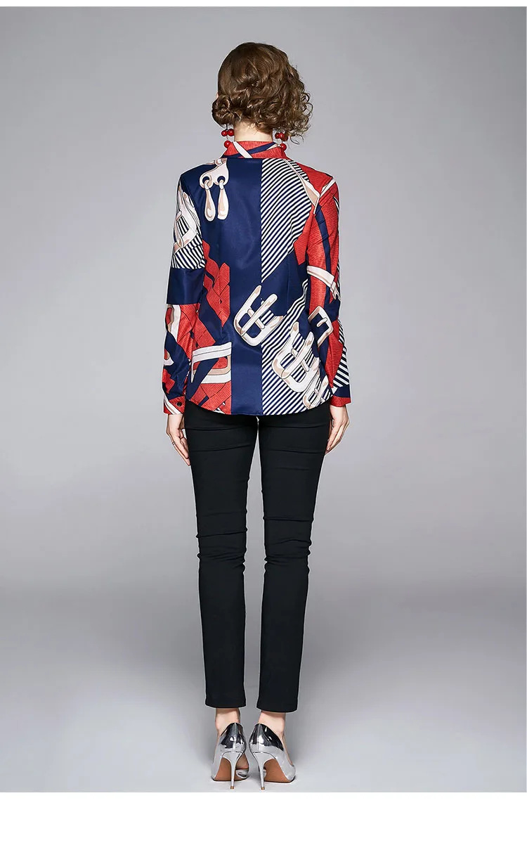 2019 Autumn Women Long Sleeve Blouse Runway Design Casual Shirt Office Lady Elegant Top Shirt