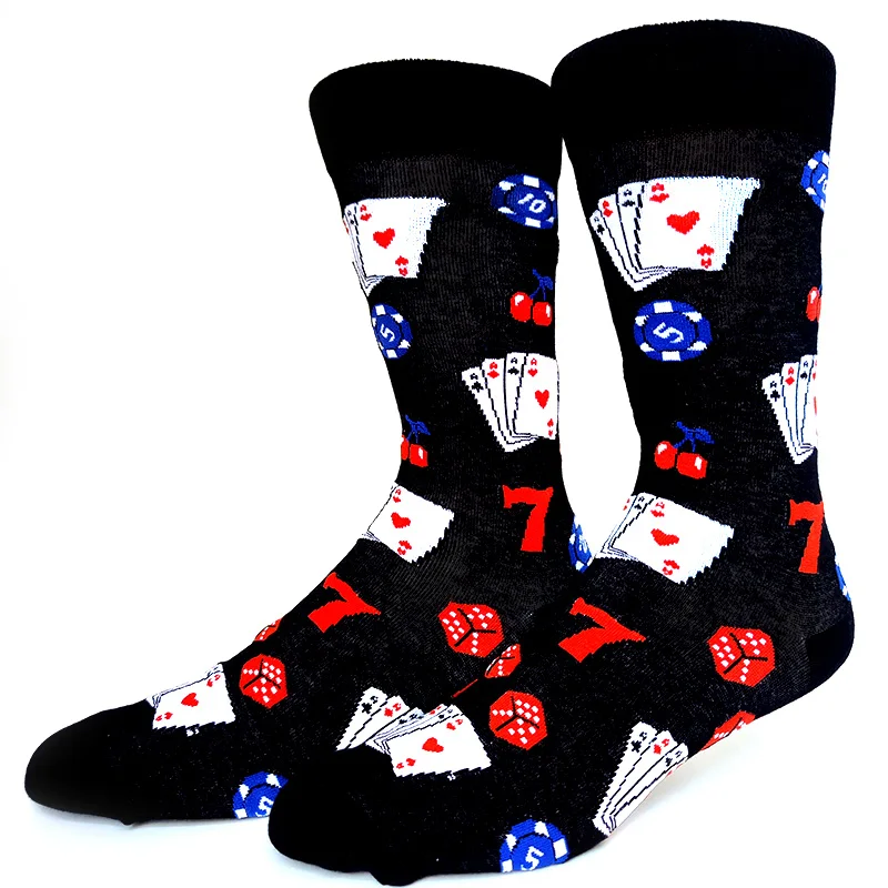 Men's Novelty Fun Graphic Cotton Socks - Unique Designs: Poker, Corgi, Frog, Burger, Piranha, Wolf, Avocado, Eagle