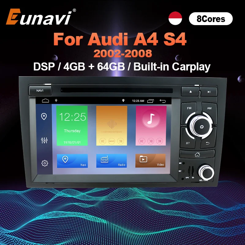 Eunavi 2 Din Android 10 автомобильный dvd плеер для Audi A4 S4 2002 2008 Мультимедиа Видео Аудио 7