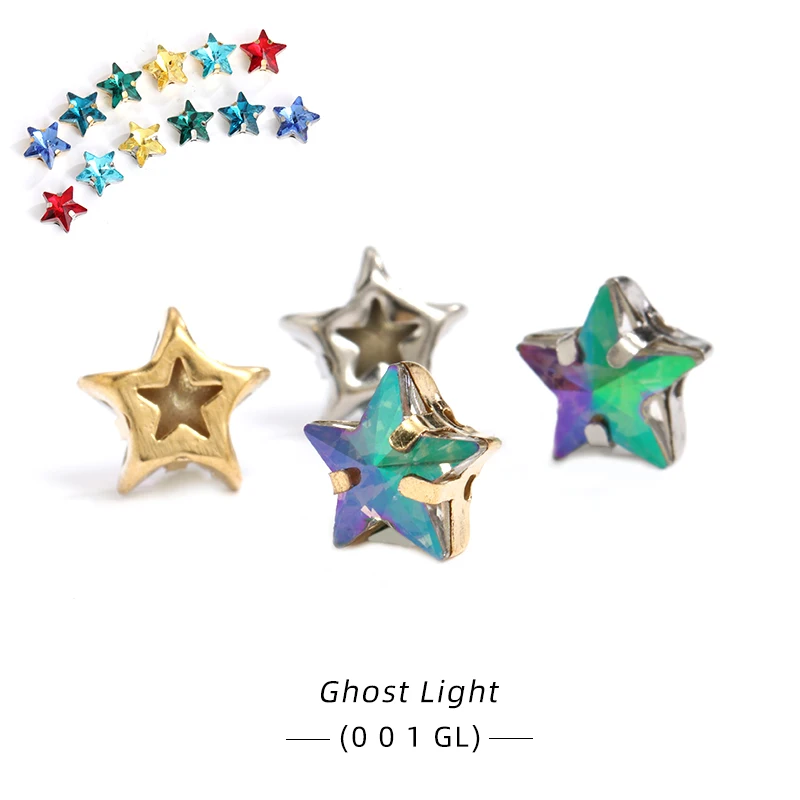 Pipatian Star Crystals Sewing on Rhinestone Beads for Needlework Metal Base Strass Colorful Fabric Decoration Star for Sewing 