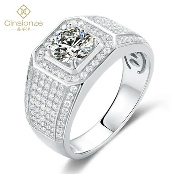 

Cinsionze Men's Fine Jewelry Luxury Moissanite Wedding Rings 1Carat Engagement Ring 925 Sterling Silver Jewelry Anniversary Ring