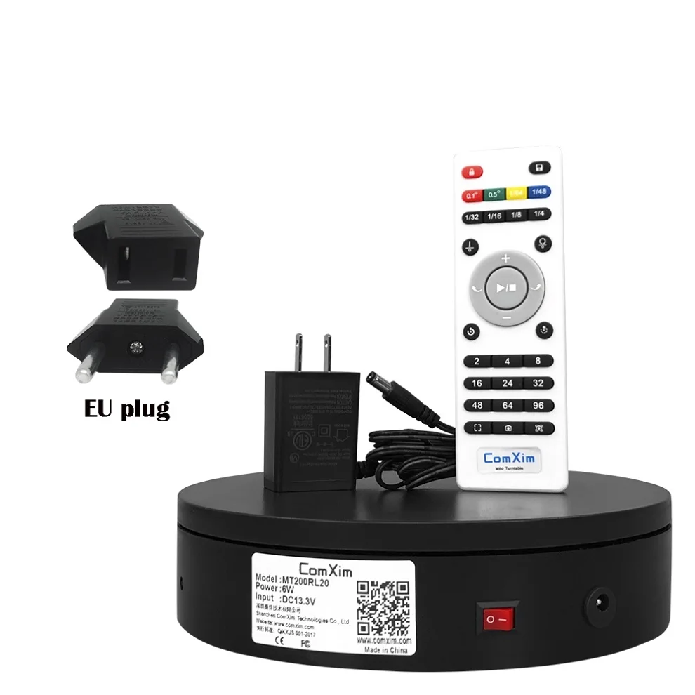 black with EU plug 20 см 7,87 дюймов нагрузка 20 кг вращающийся электрический поворотный стол с пультом дистанционного управления, дисплей стенд для продуктов дисплей ComXim - Цвет: black with EU plug