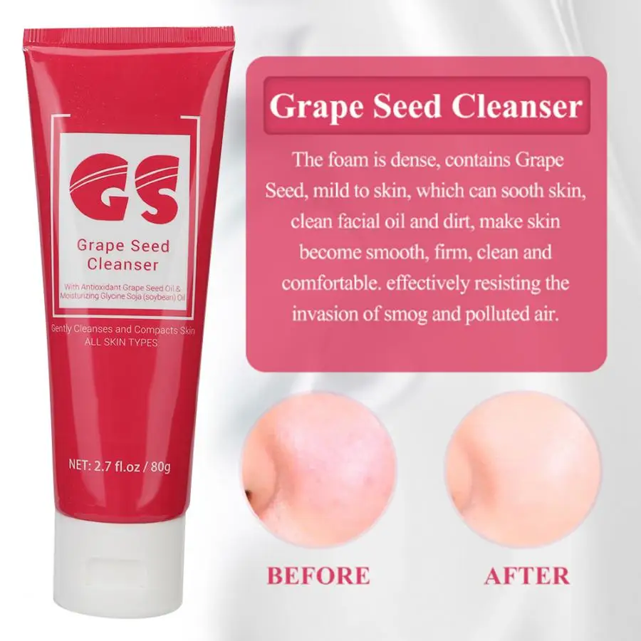 Blackhead Removal LANBENA 80ml Grape Seed VC Hyaluronic Acid Moisturizing Brightening Tightening Face Cleaning Facial Cleanser