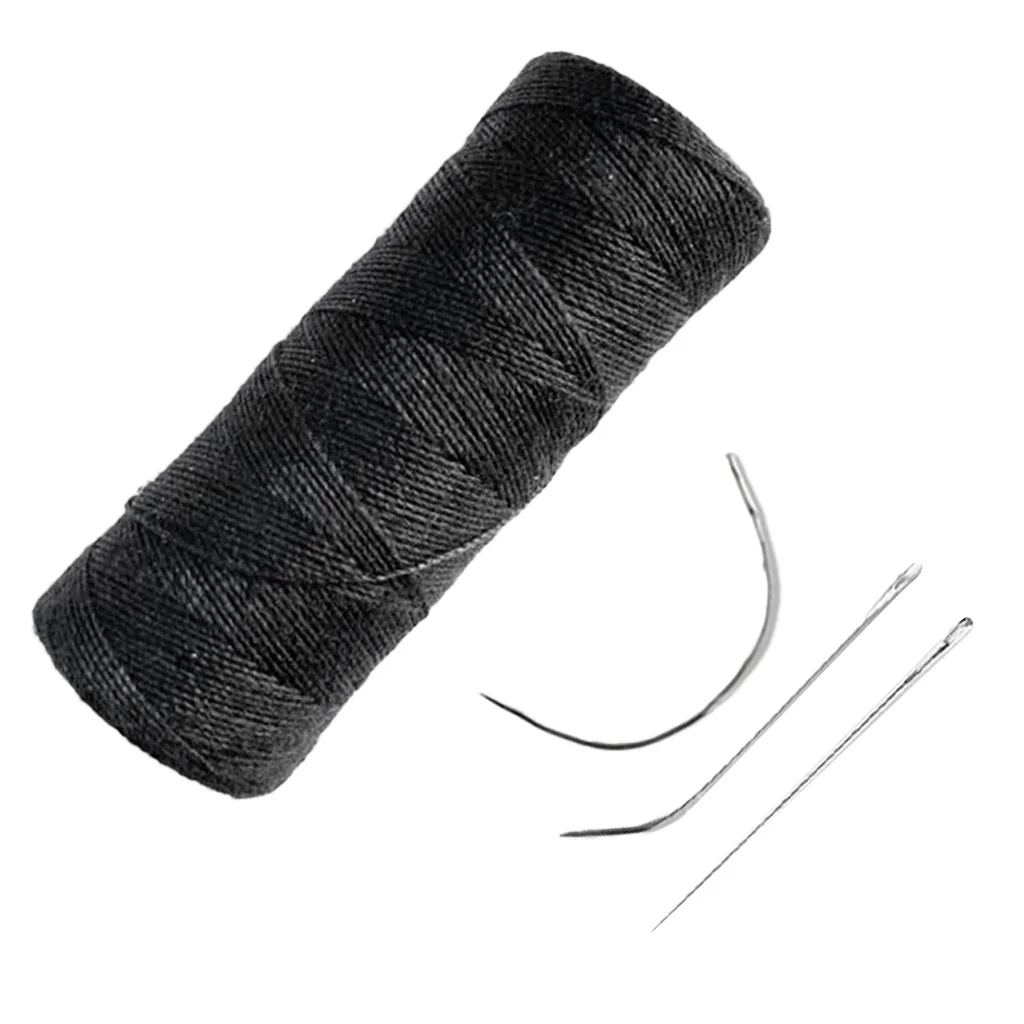 Fil de tissage de trame de piste de cheveux en polyester, décor de couture pour les extensions de cheveux, fil de tissage de cheveux noirs avec des fils grossiers de type C