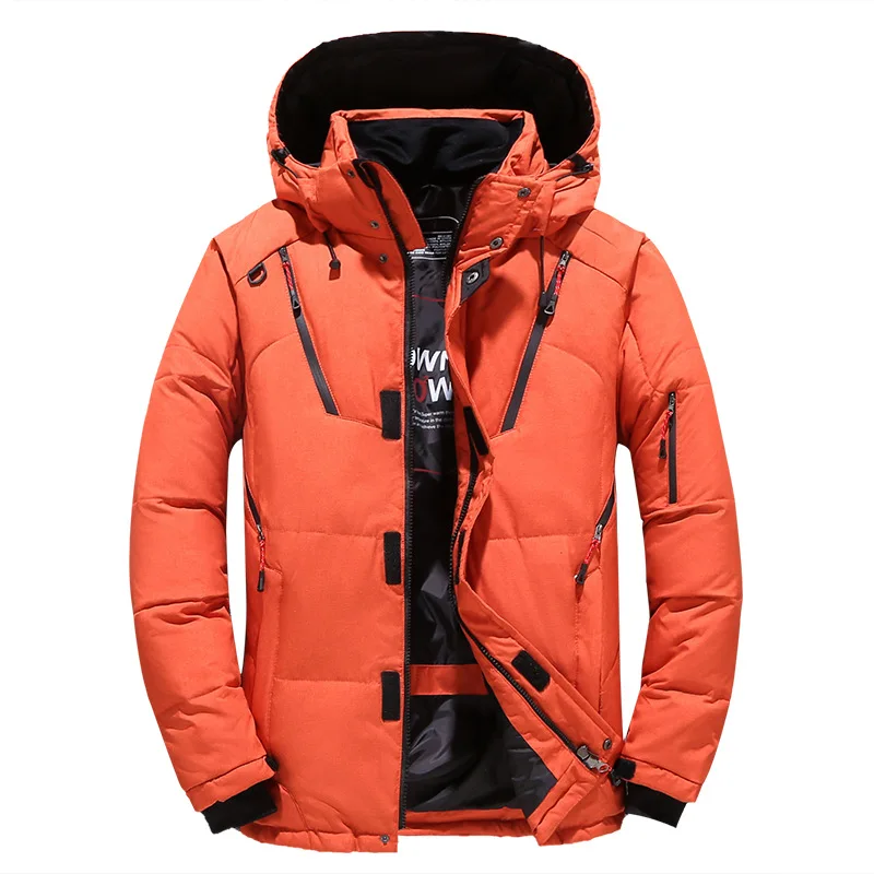 

New Loose Casual Winter Men's Down Jacket Short Outdoor Hooded White Duck Coat Thick Cotton Padded Warm Parkas Men