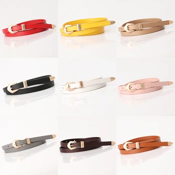 

102cm Thin Leather Belt For Women 2020 Casual Pin Buckle Belts Summer Candy Color Decorative Jeans Belt Female Pants Waistband
