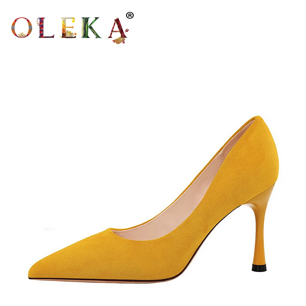 

OLEKA Heels Basic Spring/autumn Women Shoes 2020 Thin Heels Concise Style Shallow Strange Heeloffice & Career Pointed Toe AS642