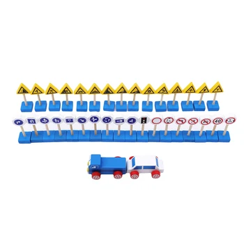 

Wooden Building Block Vehicle Blocks Kids Teaching Toys Traffic Sign Baby Wooden Toy Preschool Learning Educational Table Games