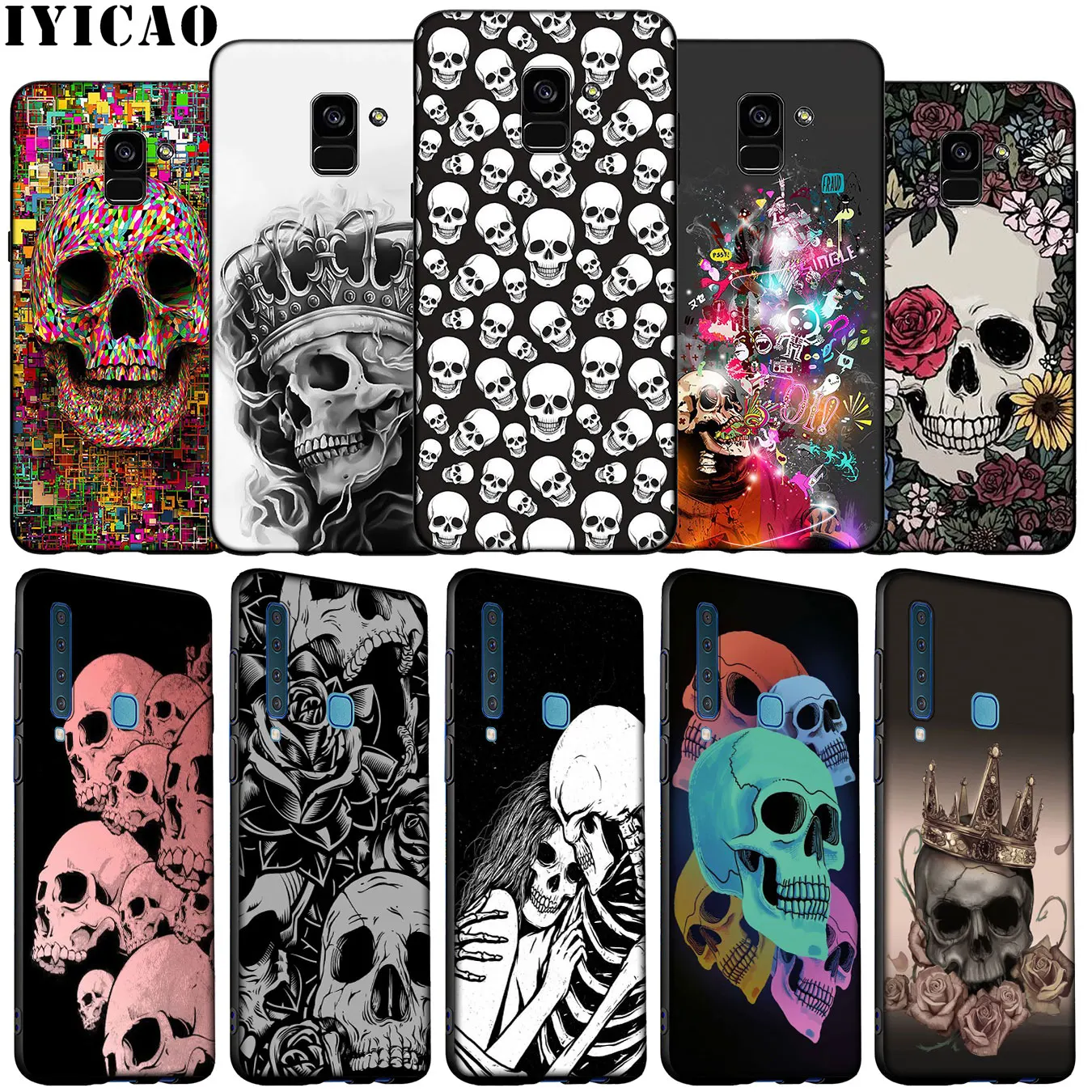 IYICAO Skull Life cool skull Soft Silicone Phone Case for Samsung Galaxy A6 A9 A8 A7 2018 A3 A5 Note 9 8 10 Plus 20 Ultra Cover | Мобильные