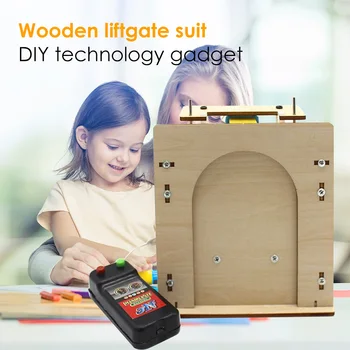 

Creative Design Wooden Lifting Garage Model Electric Door Kit Durable Classic Texture DIY Technology Small Invention Toy