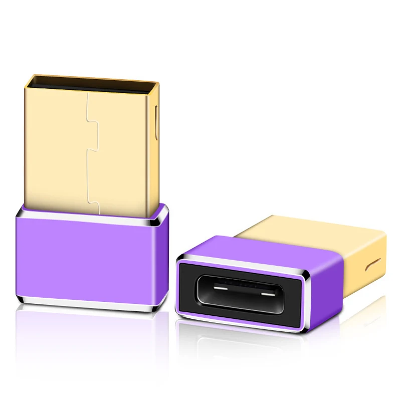 2 шт. адаптер типа C USB 3,0-USB C адаптер для Macbook Xiaomi 6 для samsung S8 huawei mate USB C конвертер - Цвет: Фиолетовый