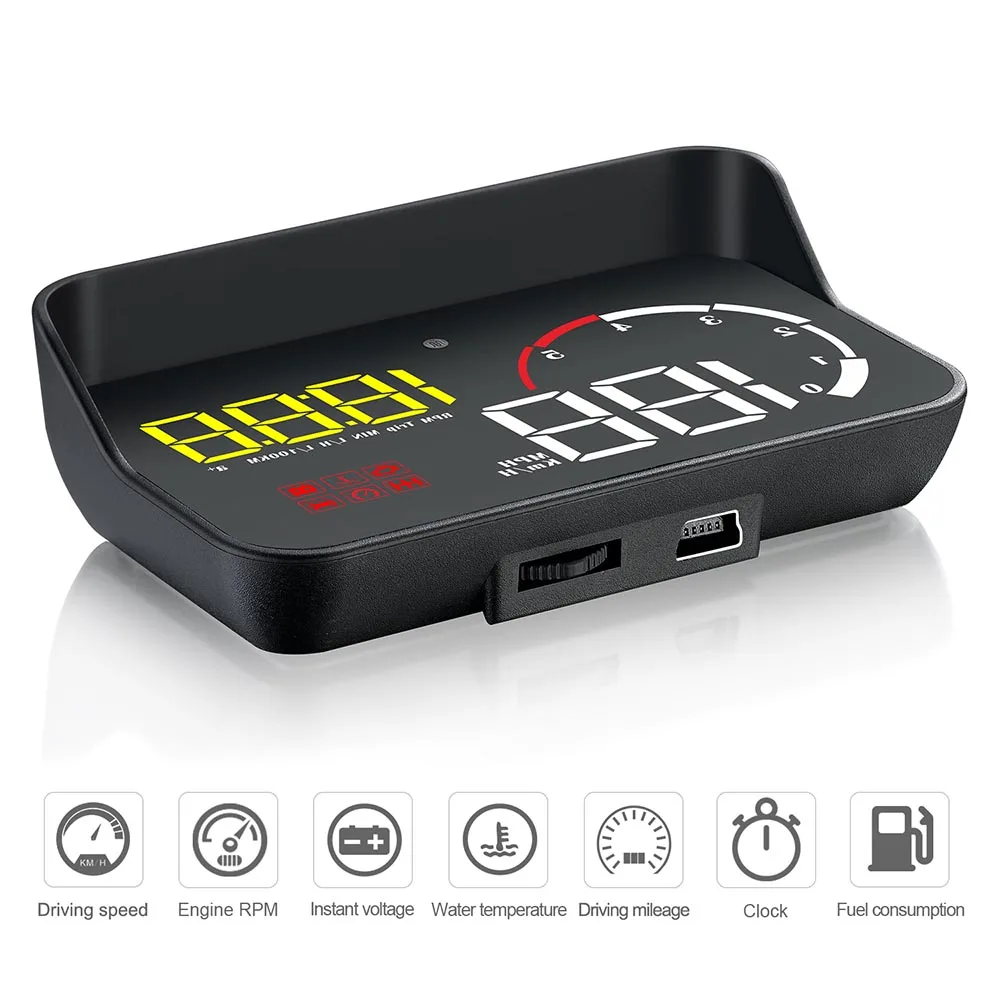 Автомобиль OBD2 HUD Дисплей Цифровой спидометр лобовое стекло проектор считыватель двигателя об/мин код ошибки температура воды 5
