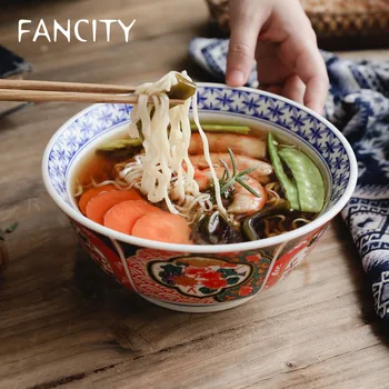 

FANCITY Japanese style ceramic tableware and wind pulled noodles bowl beef rice cover rice stewed meat rice bowl rice bowl