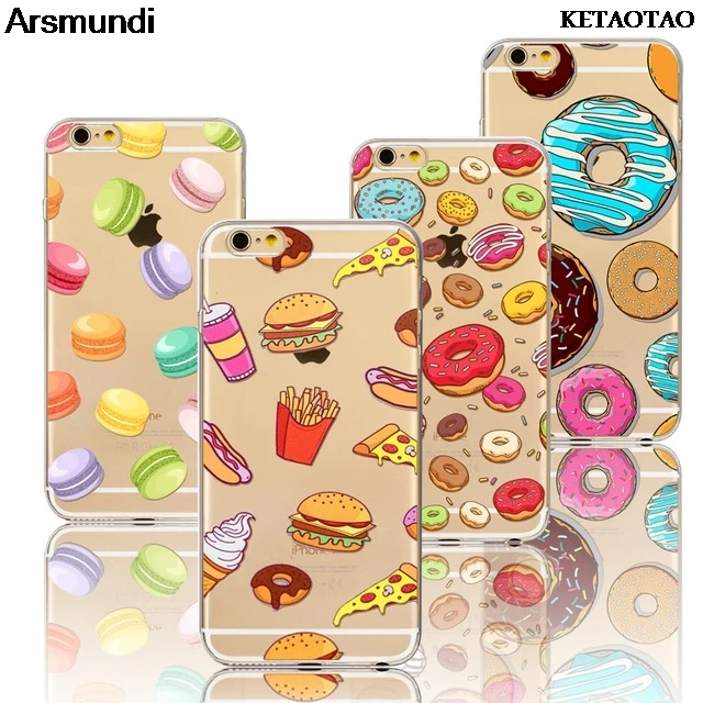 KETAOTAO Макарон мороженое Гамбург картофель фри телефонные чехлы для iPhone 4 5 6S 7 8 Plus X