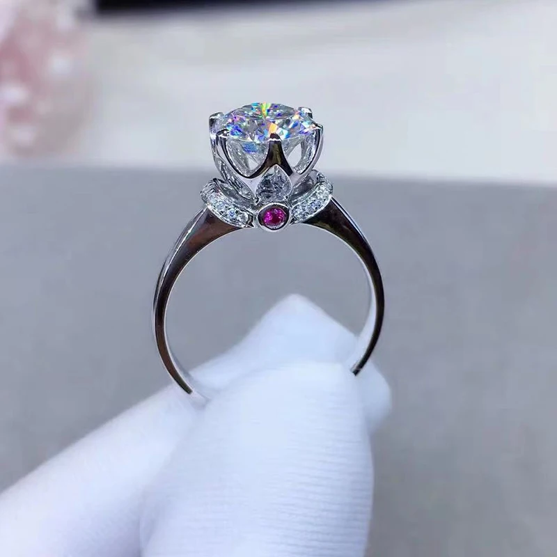 925 пробы Серебряное кольцо из муассанита 6,5 мм 8 мм 9 мм фиолетовое Ювелирное кольцо с бриллиантом EF для помолвки, юбилея, свадьбы