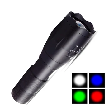 

SL-A100 350LM LED+RGB 4-Color Zoomable Hunting Flashlight USB Rechargeable LED Torch Camp Light Lamp Emergency Lantern Spotlight