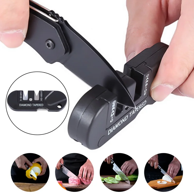 3 In 1 Pocket Knife Sharpener Kitchen Knife Sharpening Tool Ceramic