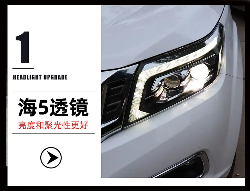 Автомобильные аксессуары светодиодная фара для Nissan NAVARA фары nissan NAVARA фара все светодиодный налобный фонарь+ Динамический токарная обработка, Новинка