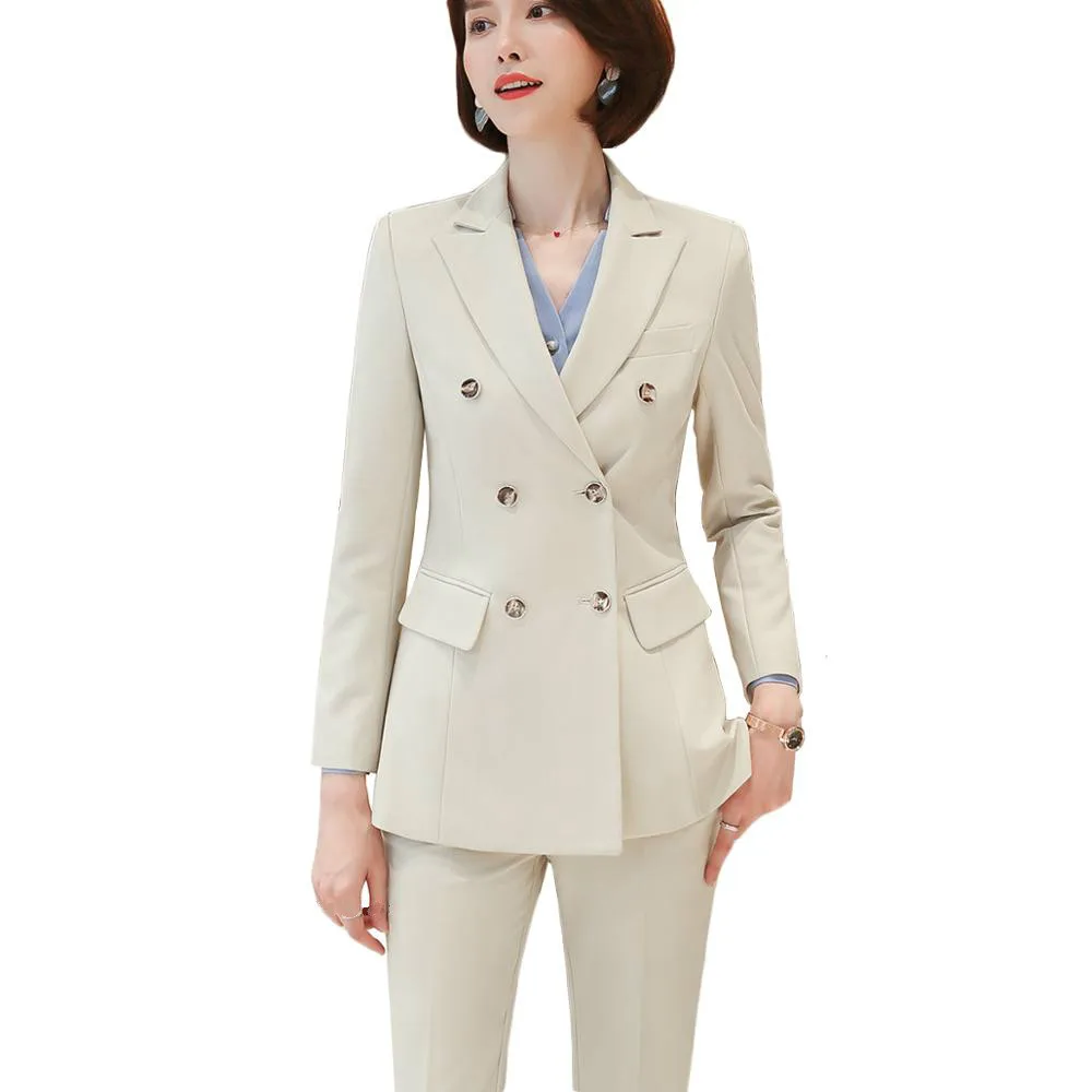 

2 Pieces Set Women Pant Suit High-quality Soft and Comfortable fabric Office Lady Formal Business Design Women Work Wear Suits