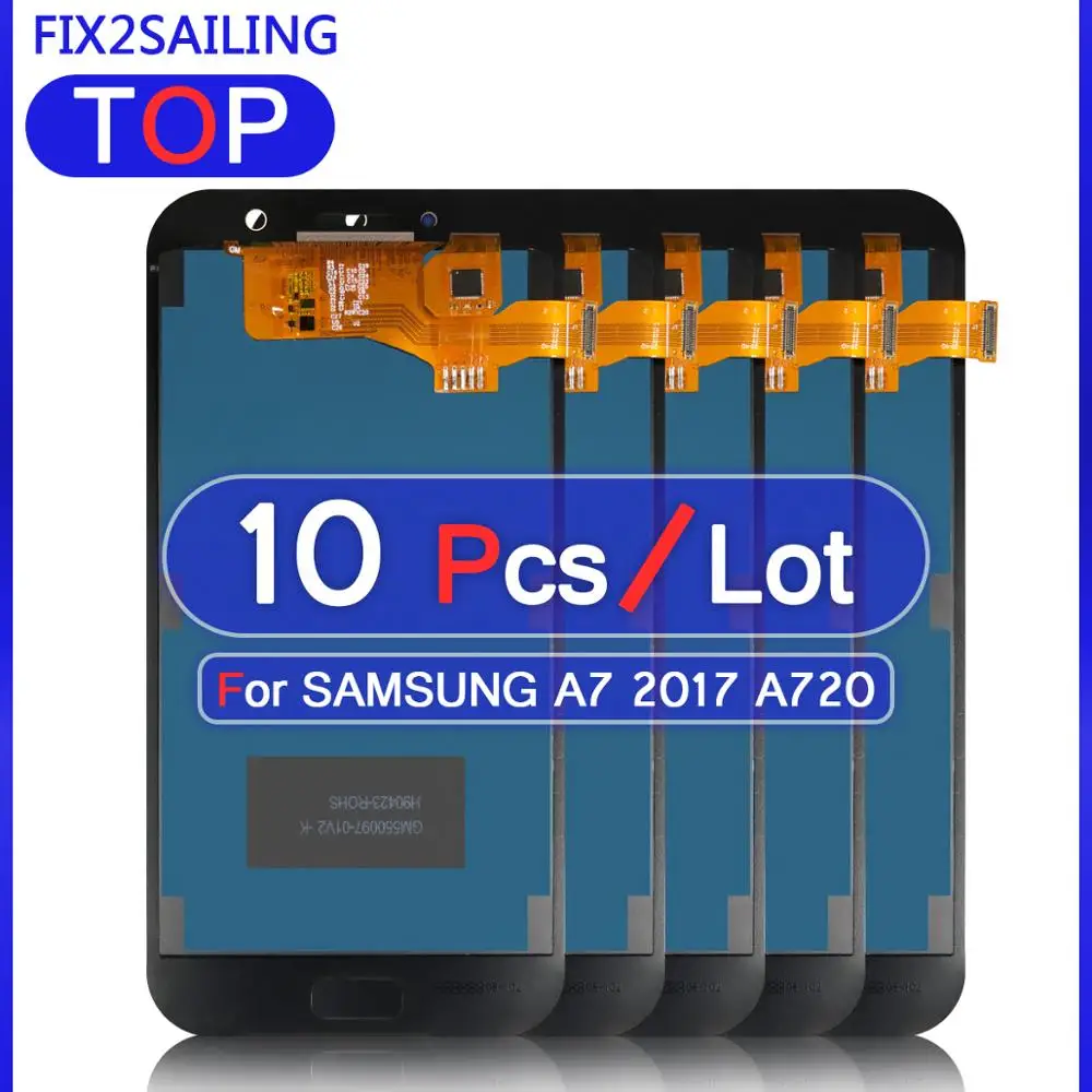 10 шт. ЖК-дисплей s для Samsung Galaxy A7 A720M A720Y SM-A720F A720FD A720 супер на тонкопленочных транзисторах на тонкоплёночных транзисторах ЖК-дисплей Дисплей проверенный сенсорный экран в сборе