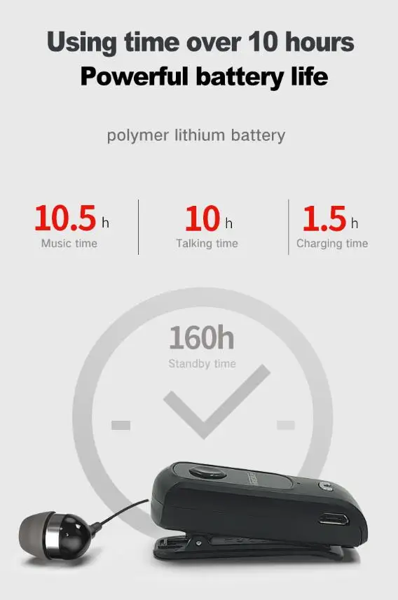 Fineblue F920 Pro Mini Wireless Earphone Retractable Portable Bluetooth Headset Calls Remind Vibration Sport Run Gamer Headphone