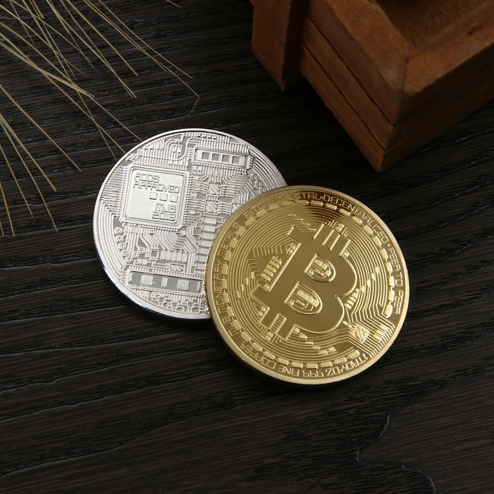 1pc 38mm Collection Coin Bitcoin Gold Plated Bronze Physical Bitcoins Casascius Bit Coin BTC New Year Gift Non-currency Coins-1