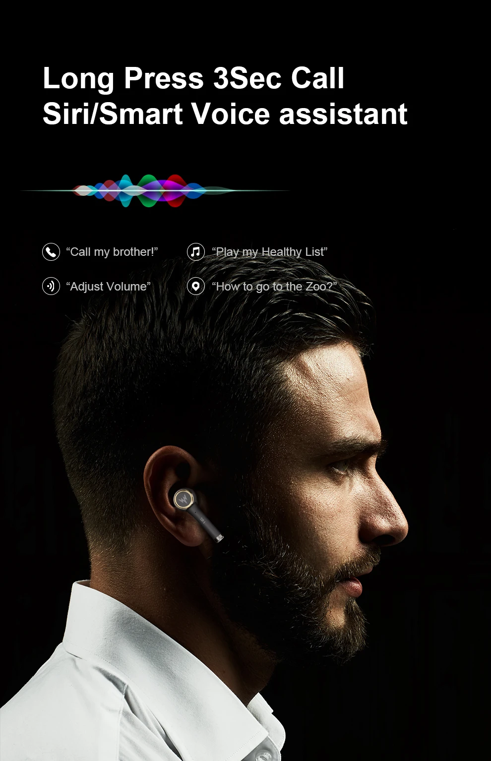 Новые наушники WHIZZER TP1S, наушники-вкладыши, наушники с поддержкой Bluetooth 5,0, 3D стерео беспроводные наушники с микрофоном для телефонов