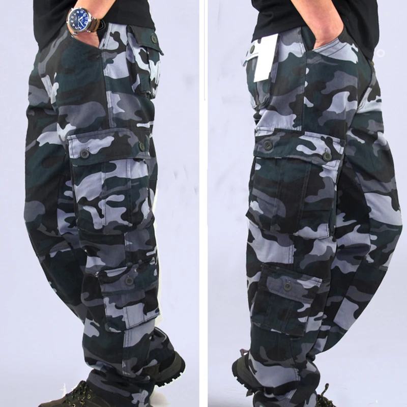 Men Pants Trousers Camouflage Combat Cargo Forces Work Army Military Pockets Water Repellent Ripstop Men's Spring Autumn