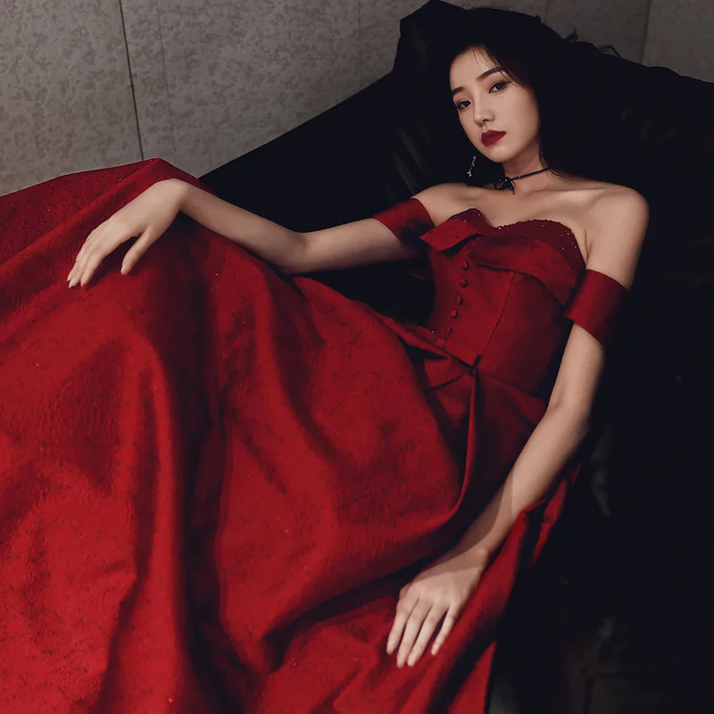 Новое Ретро красное тост невесты свадебное платье Qipao сексуальное длинное Cheongsam женское плиссированное платье без бретелей De Soiree