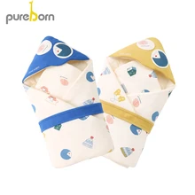 Pureborn Пеленальное Одеяло для новорожденных мальчиков и девочек, Хлопковое одеяло с мультяшным рисунком, спальный мешок, постельные принадлежности на зиму и весну