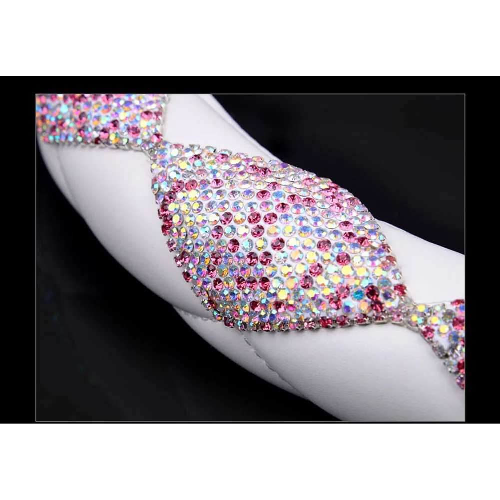 Ручной работы мода алмаз чехол рулевого колеса автомобиля Bling Стразы Skidproof для женщин девочек
