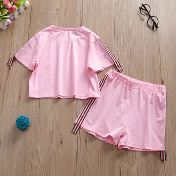 

New Baby Girl Shorts Set Summer Children Girls Solid Color Short Sleeve T-shirt Blouse+Shorts Kids Casual Outfits Set 2-7T