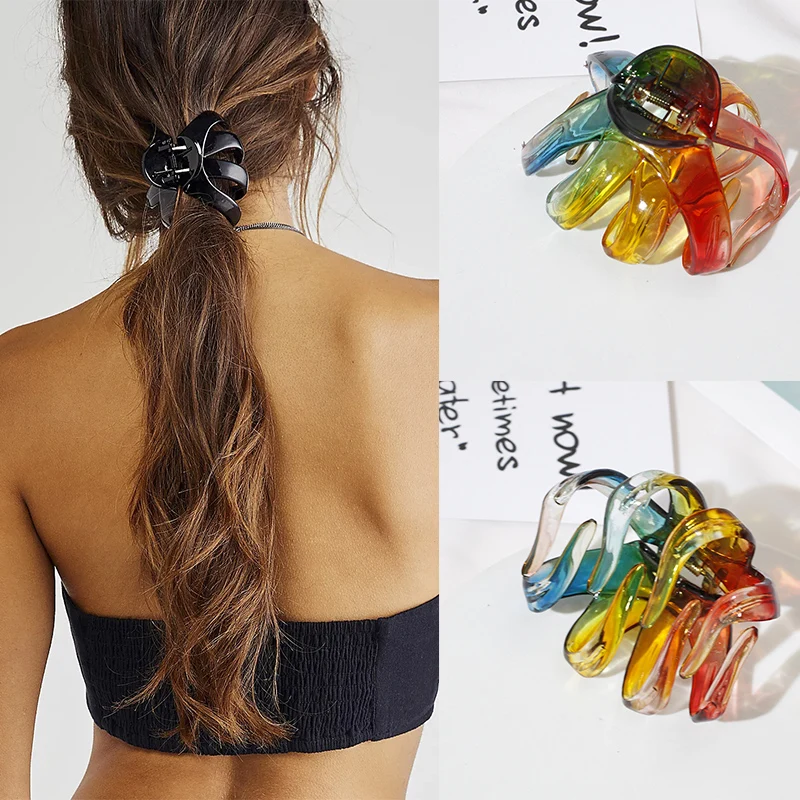 

Модные цветные заколки для волос Lystrfac для женщин, прозрачные заколки для волос, держатель для конского хвоста, женские аксессуары для волос