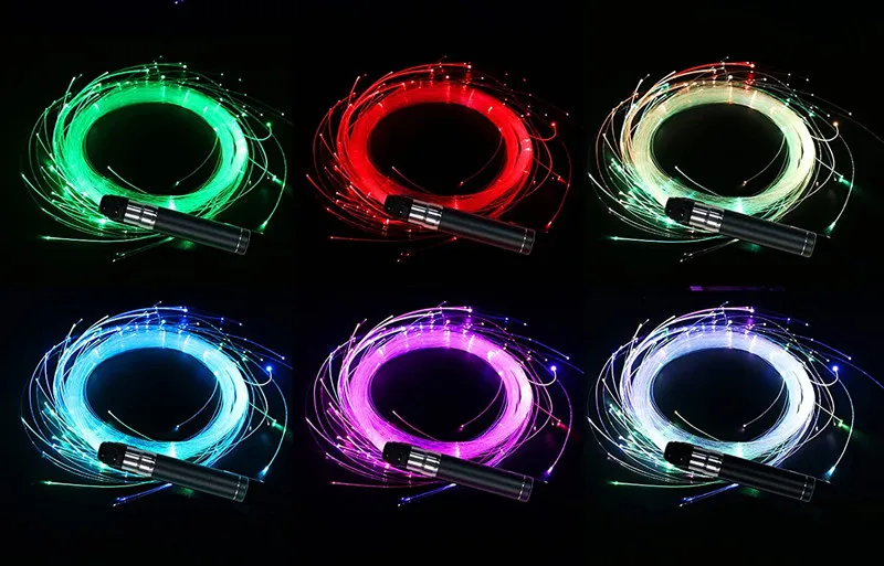 LED Fiber Optic Whip USB Rechargeable optical Hand rope Pixel Light-up Whip Flow Toy f/Dance Party Lighting show Rave Festival fiber optic lamp
