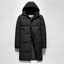 Мужской длинный Зимний пуховик, длинный белый утиный пух, стандартный мужской длинный пуховик