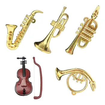 

1/12 Dollhouse Miniature Plastic Violin Saxophone Model Musical Instrument Decor