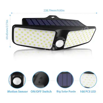 

Solar Wall lamp 100LED Outdoor waterproof courtyard induction lamp solar lamp