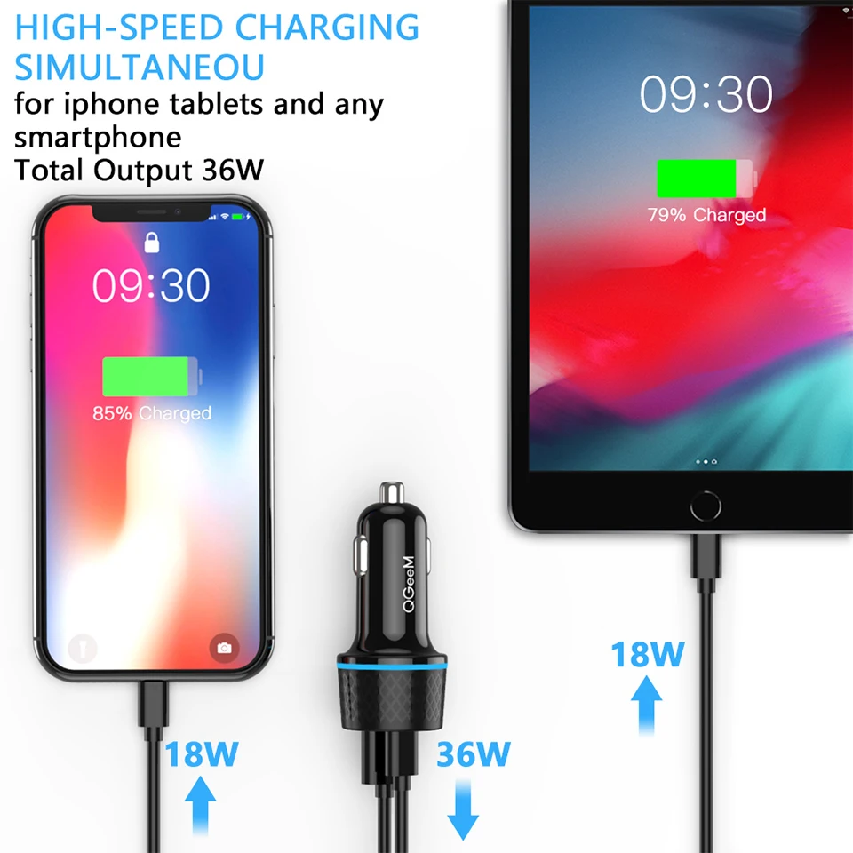 samsung car charger QGEEM USB C Car Charger Adapter 36W for iPhone 12 iPad Pro Type C Charger Dual USB C PD Quick Charge Car Fast Charger for Xiaomi dual usb c car charger