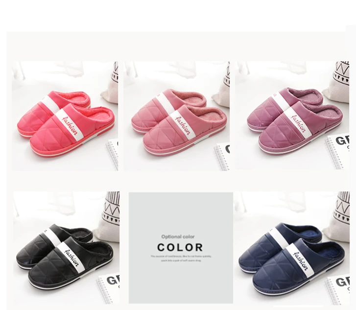 ZXWFOBEY Men's Women Warm Shoes Home Garden Shoes Fur Lined Slides Indoor Leather SlippersWinter Slipper Size 47