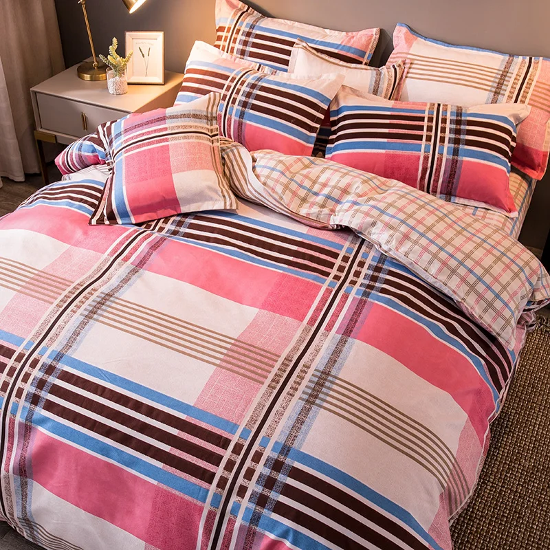 

High Quality soft duvet Cover Flat Twin Single full queen sizes 3/6pcs Bedding Set Colorful style Bed Linen bed sheet pillowcase