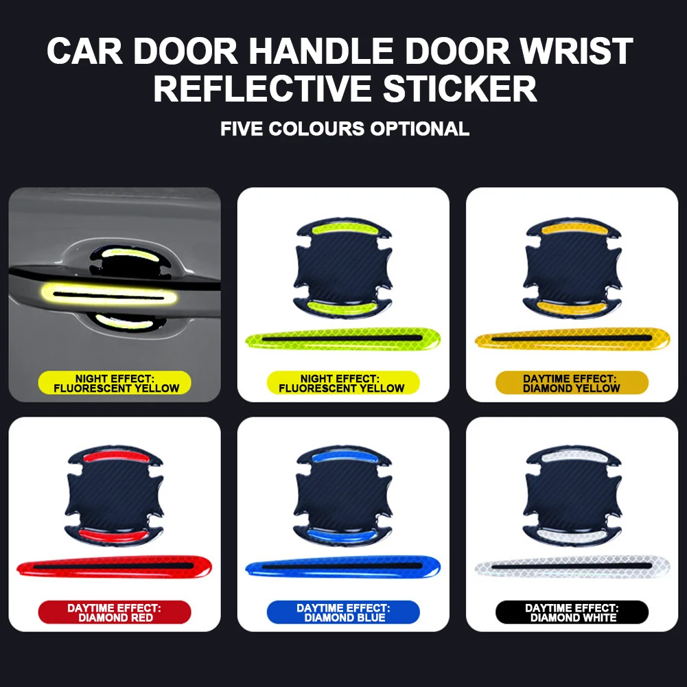 Door Handle Sticker 3D Carbon Fiber Car Door Handle Paint Scratch Protector Sticker Auto Door Handle Scratch Cover Universal CSV